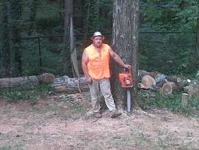 Tim Corbin in front of very big tree